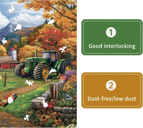 Vista 7 de Rompecabezas de granja de otoño para adultos de 1000 piezas, rompecabezas con forma desafiante para la noche de juegos, familia, amigos