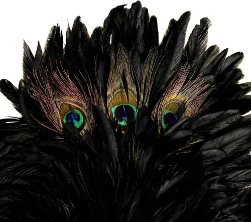 Vista 6 de ILOVEMASKS - Máscara de maquillaje de plumas para carnaval de Mardi Gras, color negro
