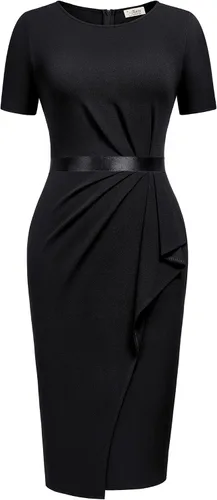 Vista 3 de AISIZE Vestido retro con cuello redondo y volantes para mujer