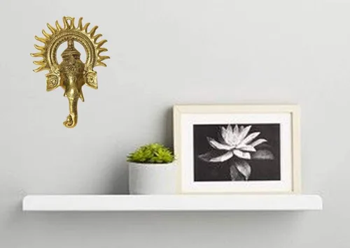 Vista 4 de Purpledip Colgante de pared de metal Surya Ganesha: Ganapathi o placa Vinayaka (12190)