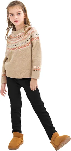 Vista 8 de Resinta Paquete de 3 leggings térmicos con forro polar de algodón para niñas, elásticos, cálidos, hasta el tobillo, para niñas