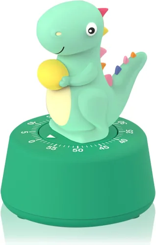 Vista 7 de ELE DEPI Temporizador de cocina mecánico de 60 minutos, lindo temporizador de dinosaurio para niños, temporizador de huevos de cuerda para cocinar