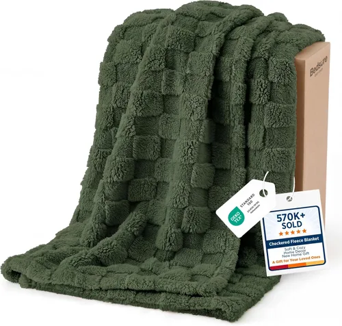 Vista 25 de Bedsure GentleSoft - Manta verde salvia para sofá, manta de forro polar a cuadros, regalos de Navidad para mujeres, hombres y niñas, bonita manta