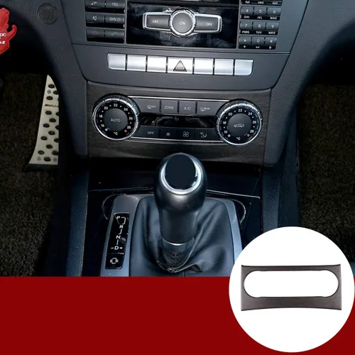Vista 10 de YIWANG Marco de perilla de control central de ABS cromado para Mercedes Benz Clase C W204 2011-2014 Accesorios de automóvil (grano de madera negra)