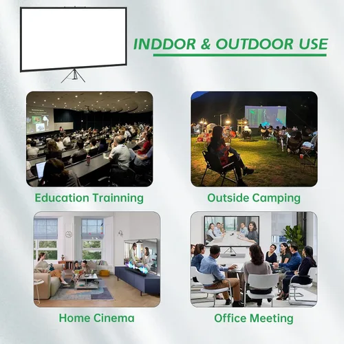 Vista 6 de Pantalla de proyector de trípode con soporte 16:9 4K HD, soporte de pantalla de proyección sin arrugas, pantalla portátil ajustable para proyector