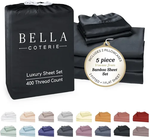 Vista 80 de Bella Coterie - Juego de sábanas tamaño individual, viscosa de bambú, de cultivo orgánico, ultrasuaves, refrescantes para calurosos, esquinas tipo