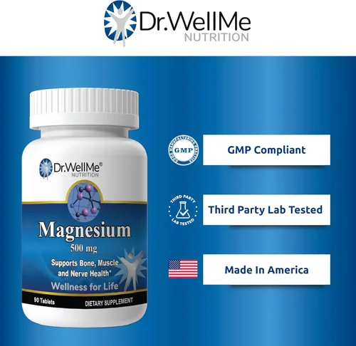 Vista 3 de Dr.WellMe - Tabletas de óxido de magnesio de 500 mg – 90 tabletas mantienen la salud del corazón, los músculos y los huesos, promueve el metabolismo