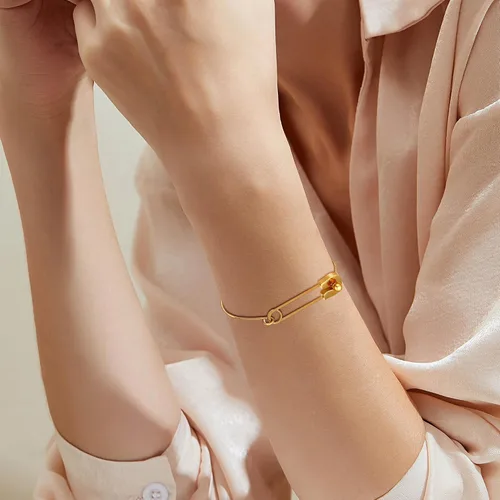 Vista 5 de AILUOR Pulsera de gancho de seguridad de moda, estilo vintage punk clásico simple amor pulsera joyería unisex