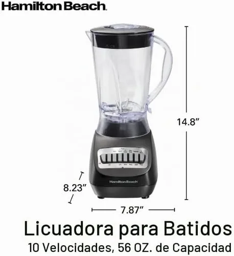 Vista 8 de Batidora eléctrica de batido de playa con 10 velocidades, tarro de plástico sin BPA de 56 onzas, modelo 50190