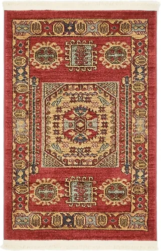 Vista 3 de Unique Loom Sahand Collection - Alfombra tradicional geométrica roja (2 pies 2 pulgadas x 3 pies)