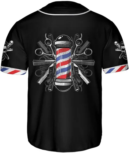 Vista 3 de Camiseta de béisbol de peluquería personalizada, peluquería béisbol Jersey Barber, herramientas de sombrero de peluquero para hombre de peluquero
