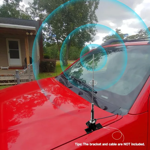 Vista 4 de Bingfu Antena de alta ganancia para radio de jamón móvil para vehículos, VHF UHF de doble banda 136-174MHz 400-470MHz, antenas antioxidantes
