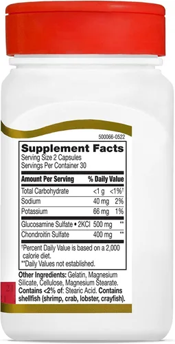 Vista 3 de 21st Century Glucosamina Condroitina 250/200mg - Fuerza original, 60