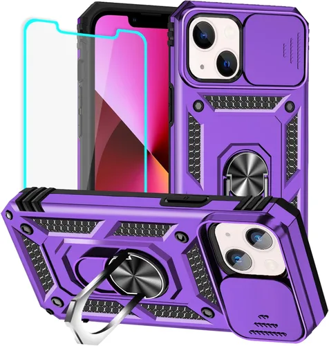 Vista 29 de HNHYGETE Funda para iPhone 12 Pro Max con protector de pantalla: [grado militar de 20 pies probada en caídas] Funda protectora para cámara Negro