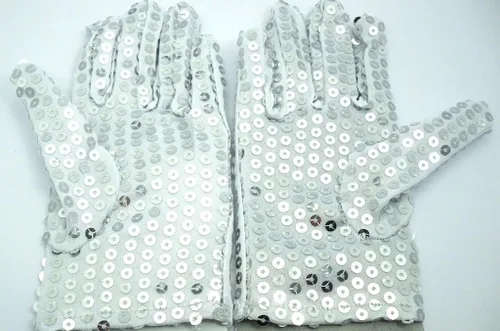 Vista 3 de Yabber Guantes de lentejuelas para niños disfraz de MJ S 65 pulgadas de largo - 25 pulgadas de ancho que se estira algunos Vístete Baile