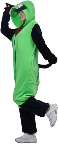 Vista 5 de Invader Cosplay Zim - Sudadera con capucha y cremallera para hombre, disfraz de Halloween