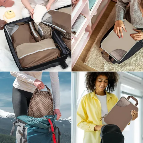 Vista 8 de Oriday Juego de 8 cubos de compresión para accesorios de viaje, bolsas expandibles para ropa, artículos de tocador, mochilas, elementos esenciales