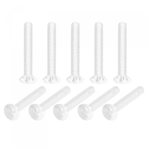Vista 5 de uxcell Tornillos plásticos de la máquina Phillips de M4 x 19.7 ft m, pernos de máquina de cabeza plana de la PC transparentes 25pcs