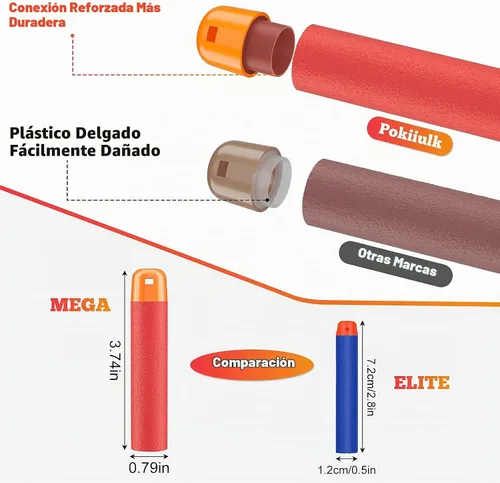 Vista 2 de Recargas de dardos mega para armas mega, balas de dardos mega aptas para armas Nerf Mega, lanzadores de la serie Mega, dardos mega al por mayor 120