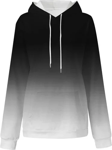 Vista 4 de Sudadera casual suelta con capucha para mujer, con estampado de números simples, manga larga, con cordón, sudadera de forro polar de gran