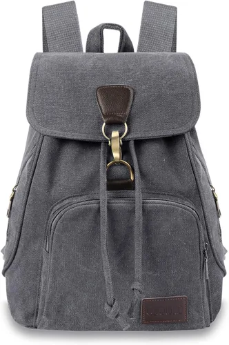 Vista 7 de Mochilas de lona a la moda, bolso casual para compras al aire libre, mochila deportiva, senderismo, viajes, bolsa multiusos, Café, Mochilas