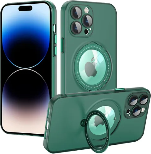 Vista 20 de Funda para iPhone 12, compatible con MagSafe, con protector de lente de cámara y kiskstnad ligera y translúcida mate, borde suave, a prueba