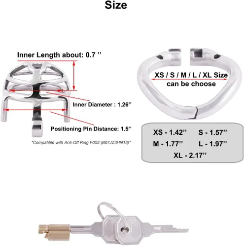 Vista 3 de TERNENCE Jaula de castidad masculina de tamaño pequeño, diseño ergonómico, anillo con bisagras, jaula de pene bloqueo para adultos, juguetes