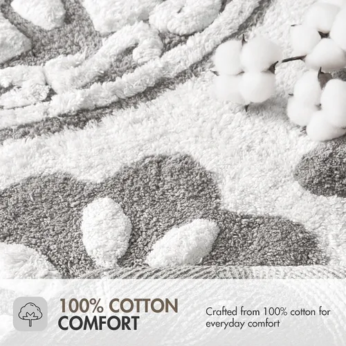 Vista 4 de Madison Park Casablanca 100% Cotton Tufted Bathroom Rugs Luxurious Plush Medallion Floral Pattern Bath Mat Absorbent, Quick Dry, Spa Design Shower