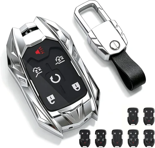 Vista 7 de Protector de llavero, llavero, accesorios para GMC, Yukon, Sierra, Chevy Silverado 1500 2500/3500HD (3/4/5/6 botones)