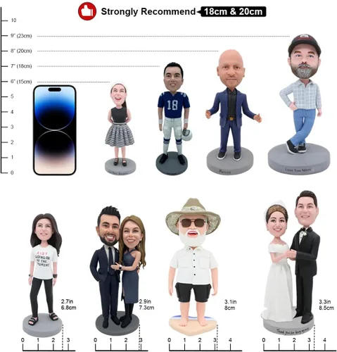 Vista 3 de AlOU AlOU Estatuillas personalizadas de 15 cm Bobbleheads para el Día del Padre, Día de la Madre, Padres, Jefe, Colegas, Familia y Amigos