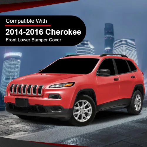 Vista 2 de Cubierta de parachoques delantero inferior compatible con Jeep Cherokee (submodelo: Latitude, Limited, North, Sport) 2014 2015 2016 2017 2018 Negro