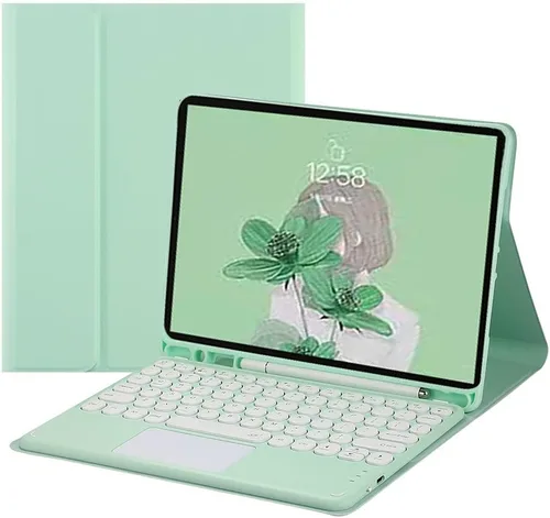 Vista 12 de Funda de Teclado Táctil para Galaxy Tab S6 Lite 10.4 pulgadas 2024/2022/2020 Funda de Teclado con Touchpad Teclado Desmontable Teclas Redondas