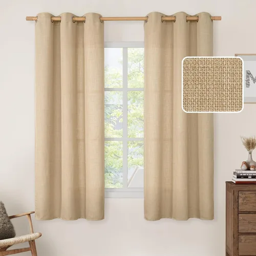 Vista 31 de LAMIT Cortinas de Lino Blancas Semitransparentes para Dormitorio, Paneles Filtrantes de Luz, Cortinas de Lino con Ojales de Protección de Privacidad