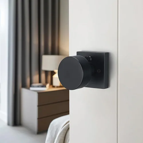 Vista 2 de Pomos de puerta de privacidad color negro mate - Manijas modernas para pasillo, dormitorio y baño