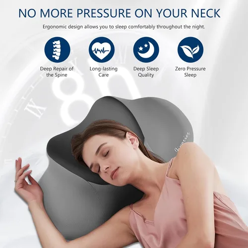Vista 7 de Almohada cervical para dormir, almohada ergonómica de espuma viscoelástica para aliviar el dolor de cuello, almohadas para dormir de lado