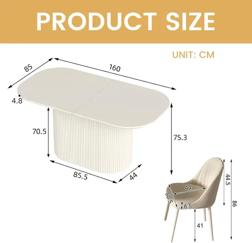 Vista 2 de Juego de mesa de comedor ovalada de 62.99 pulgadas para 4, juego de mesa de cocina de 5 piezas, mesas de comedor modernas con 4 sillas para cocina