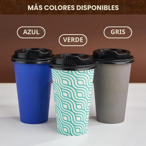 Vista 6 de YEEHAW - Tazas de café de 16 onzas con tapas, color azul, paquete de 100
