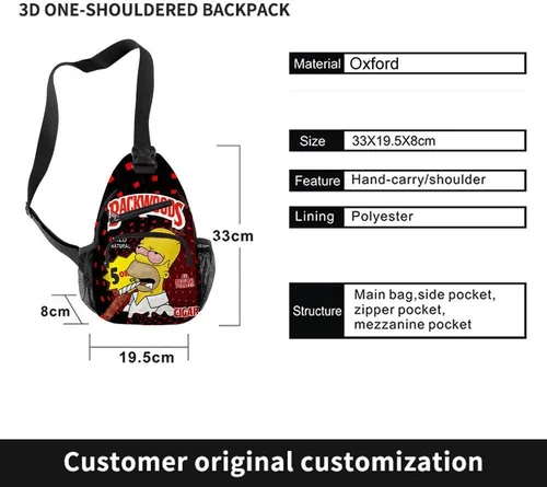 Vista 3 de Backwoods - Mochila bandolera con una correa para hombres y mujeres, A3, Bolso bandolera