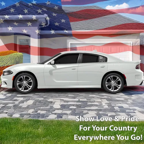 Vista 2 de Bogar Tech Designs - Vinilo adhesivo precortado para ventana con diseño de la bandera de EE.UU., compatible con Dodge Charger 2011-2023, negro mate