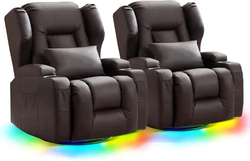 Vista 9 de URRED Silla reclinable giratoria eléctrica con masaje y calor, juego de 1 Negro