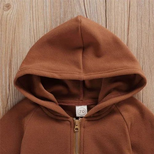 Vista 4 de FYBITBO Ropa para bebés y niñas con cremallera, overol de manga larga, overol con capucha para otoño e invierno, ropa cálida