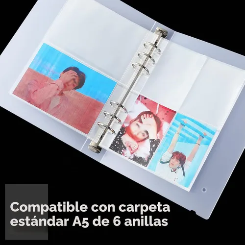 Vista 5 de 30 bolsillos para carpetas transparentes de 5.3 x 8.2 pulgadas, fundas para tarjetas de fotos para 6 anillas, A5