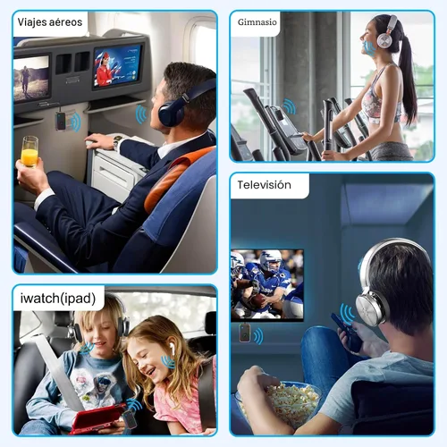 Vista 5 de Transmisor Bluetooth 5.4 Beeitzie Ultra Airplane 2026 – aptX LL baja latencia, soporta 2 auriculares simultáneamente – Adaptador de audio