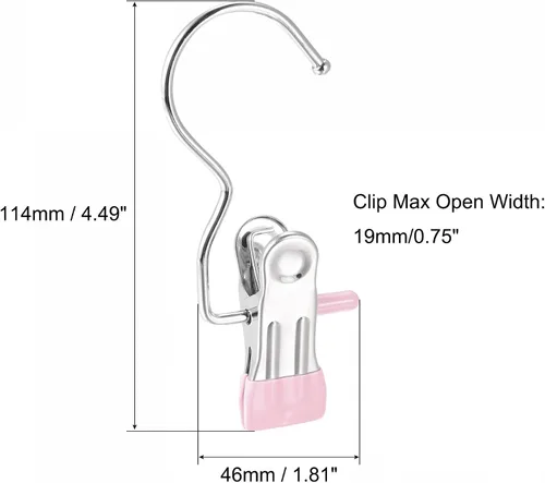 Vista 8 de uxcell Clips de lavandería con gancho, perchas de metal para botas cromadas, color negro, 4.488 in, 6