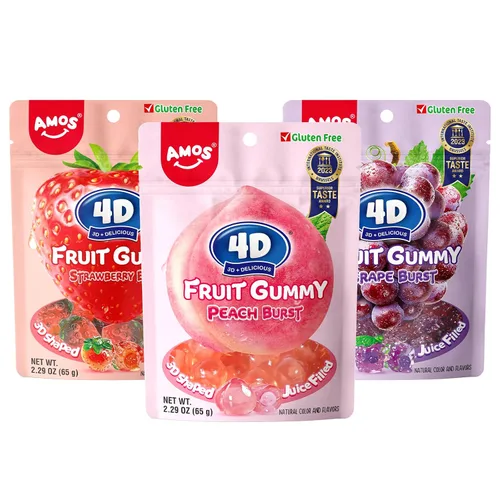 Vista 19 de Dulces de gomita 4D de sirena Amos, sabor a frambuesa azul, paquete de Navidad de 9 onzas envueltos individualmente para compartir, mini paquetes