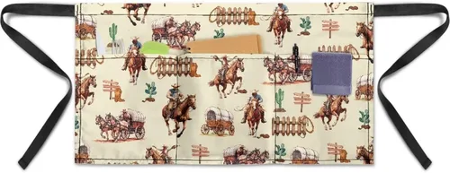 Vista 16 de Delantal de cintura para camarera con 3 bolsillos, delantales lavables medio cortos con correas para camarera, mujeres y hombres