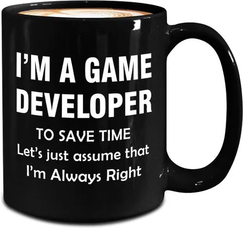 Vista 2 de Im a Game Developer Designer Mug - Large 15oz Black Coffee Tea Cup - Cute Gifts for Video Gaming Design Dev Team Development Funny Gag Idea - Assume