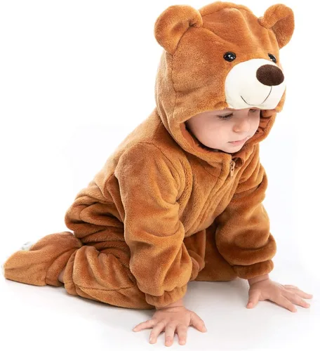 Vista 2 de HSCTEK Disfraz de oso bebé, unisex, con capucha para bebé y niño pequeño, 0-4T