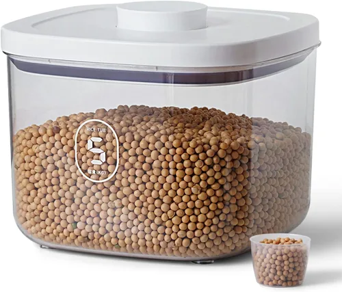 Vista 10 de Dispensador de arroz de 25 libras, contenedor de almacenamiento de arroz de 10.5 Qt/10 L/22-25 lbs con taza de medición y cepillo, contenedores