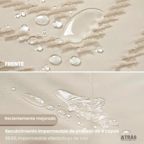 Vista 5 de Cortina de ducha Siiluminisoy de 36x72 beige, cortina de ducha de tela de tamaño pequeño, cortinas de ducha de tela con tufting, diseño chevron a